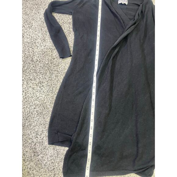 Core Knit Silk/Wool Cardigan Open Drapey Hem Duster Size XS, Quiet Luxury Black - Picture 5 of 11